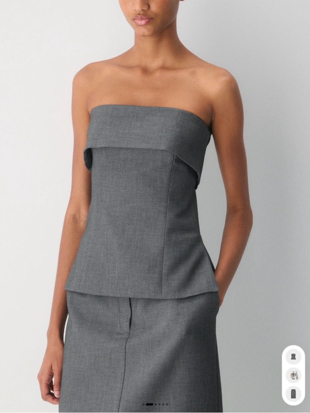 Aritzia Gray Strapless Tailored Bandeau Top